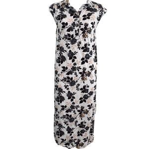 SUSINA Lavender Floral Sleeveless Midi Dress Cap Sleeve Womens sz S